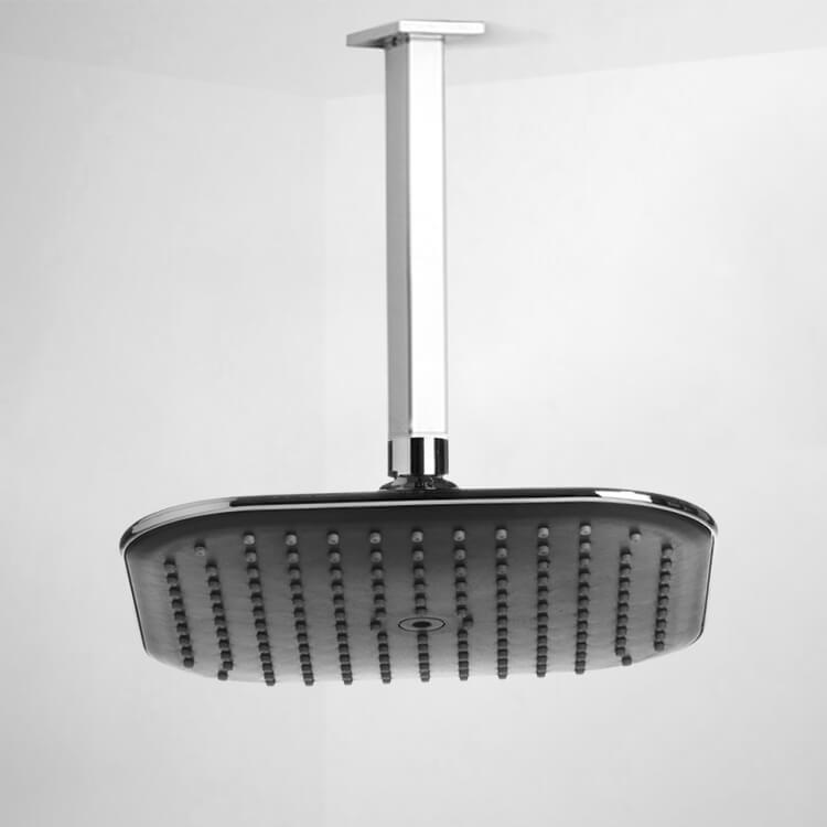 Remer 347S-354QI 8 Inch Ceiling Mount Rain Shower Head With Arm, Chrome